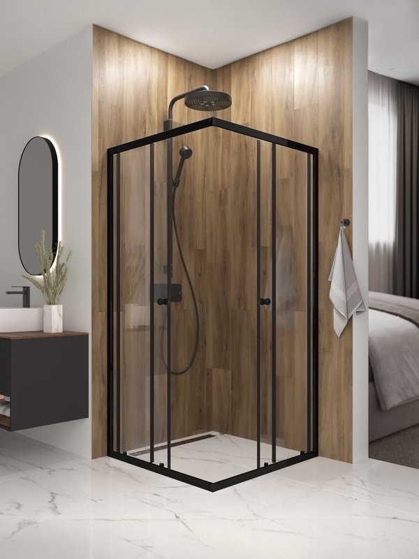 Душевой уголок Domani-Spa Shape 2 99 без поддона (DS04Sp99(2)L0Cl00.Gt-Black)